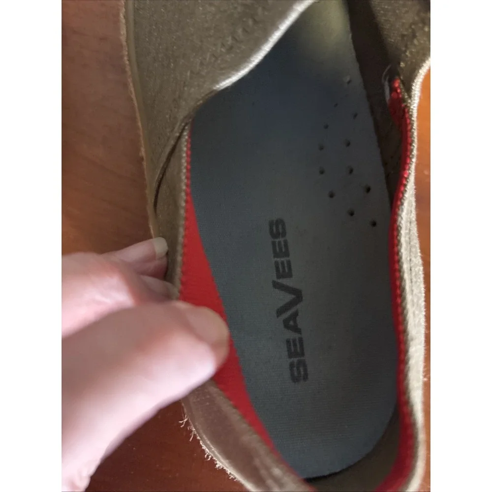 SeaVees Ladies Army Green Oceanside Espadrille high Stretch Canvas Shoes 8.5